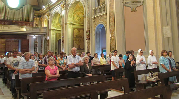 Un momento della celebrazione liturgica di sant'Agostino il 28 agosto